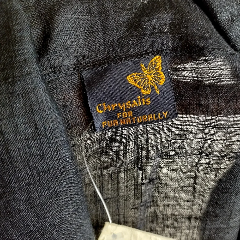 NWT PUA Naturally Hand Woven Linen Cardigan Black Lagenlook Sz S